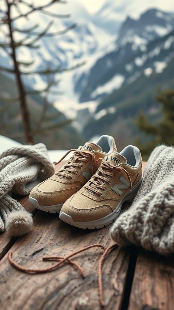 Trendy women's footwear in alpine oat color.