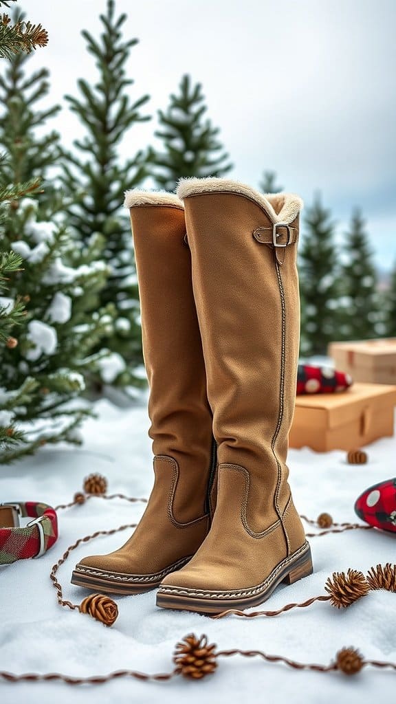 Knee-high boots in alpine oat color