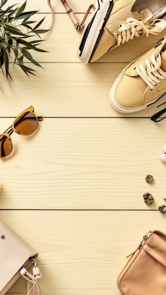 Stylish butter yellow sneakers with accessories