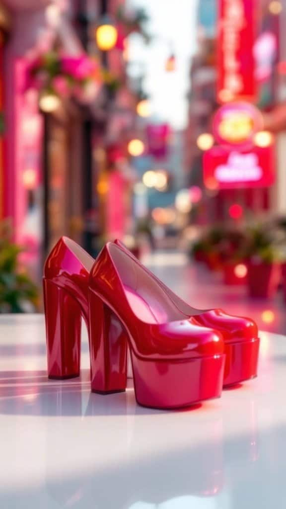 Cherry red platform shoes