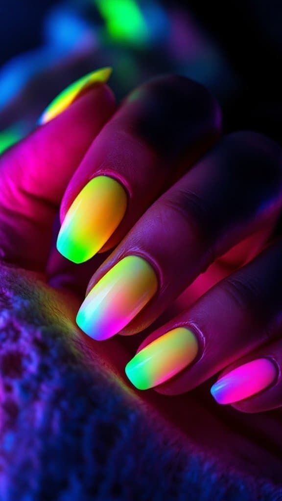 neon acrylic nails under black light