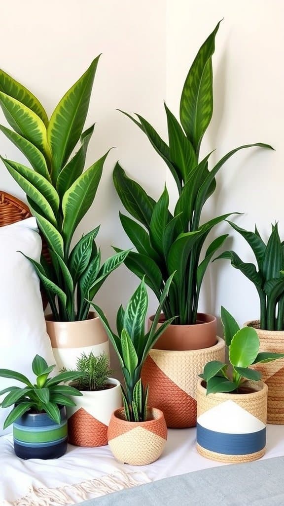 A variety of indoor plants arranged together, creating a lush and vibrant atmosphere.
