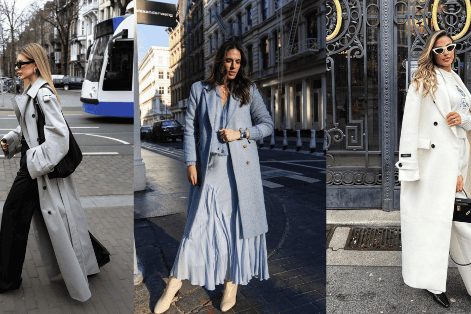 collage of images showing classy outfits for spring