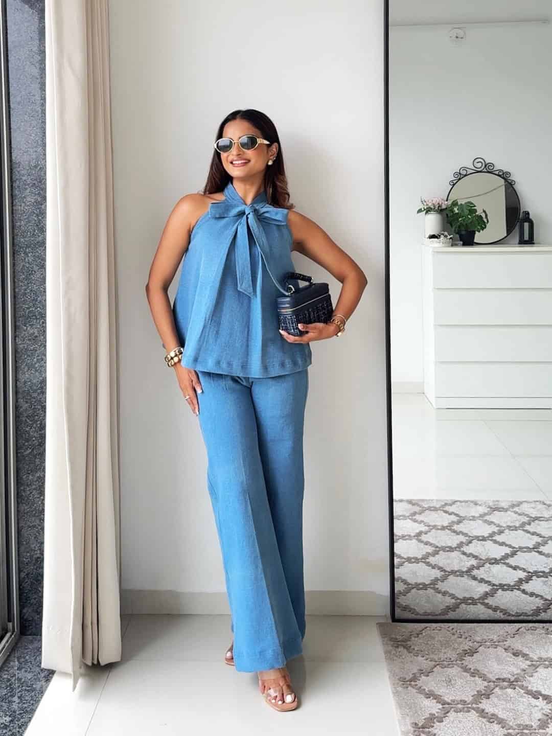 blue coord outdoor grad outfit