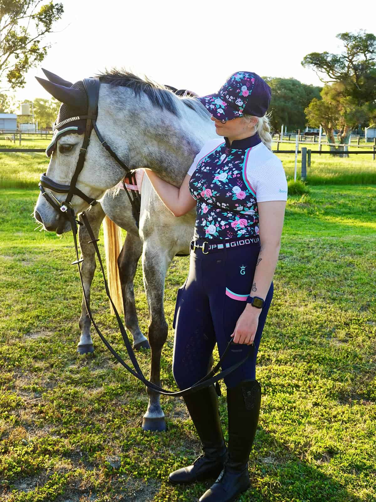 floral riding top with breeches stylish budget equestrian outfit