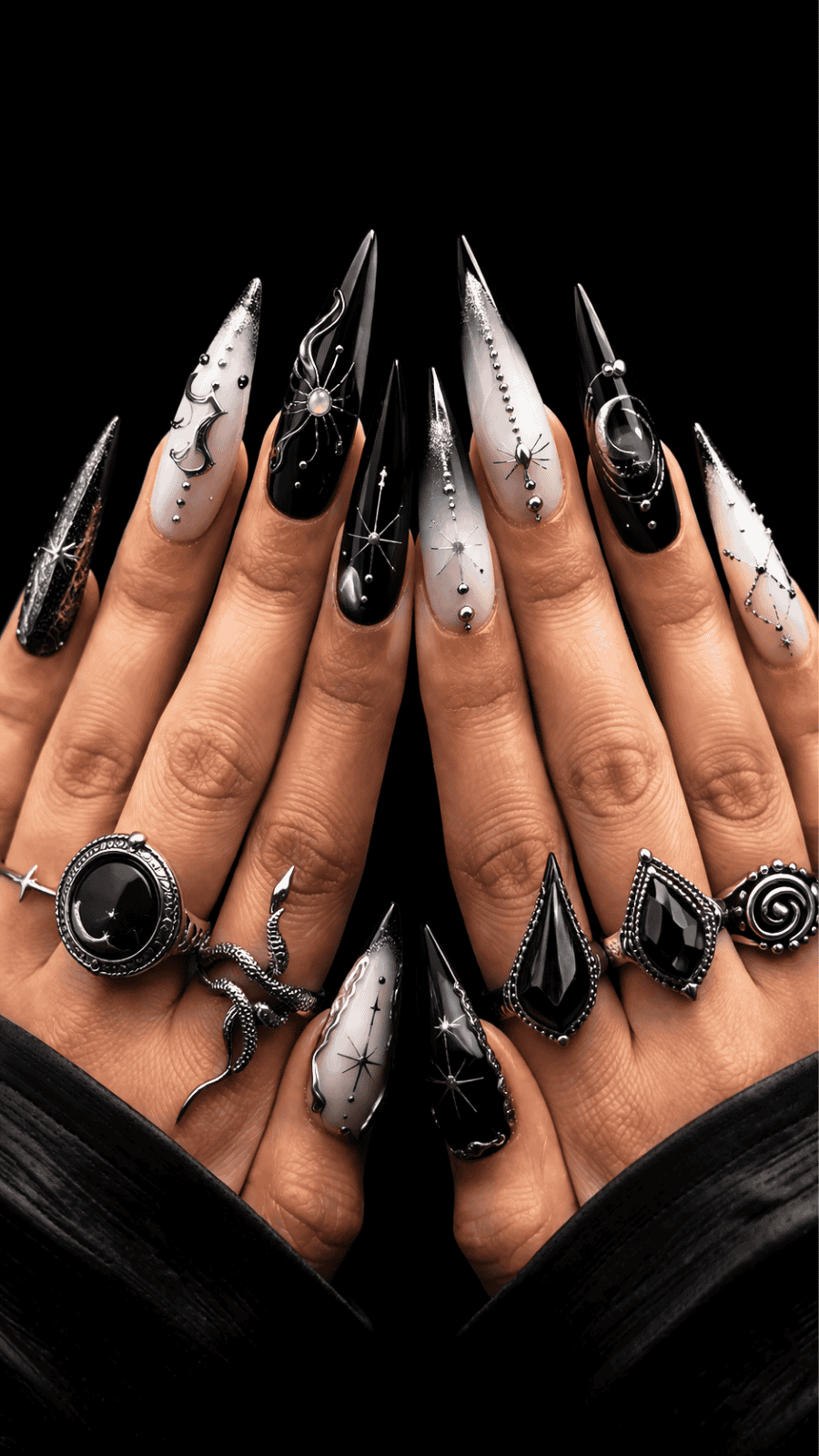 Black Baddie Nails 
#nails #nailart #stilettonails #acrylicnails #nudenails #blacknails #leopardnails #animalprintnails #glamnails #luxurynails #naildesign #nailinspo #longnails #goldnails #fashionnails