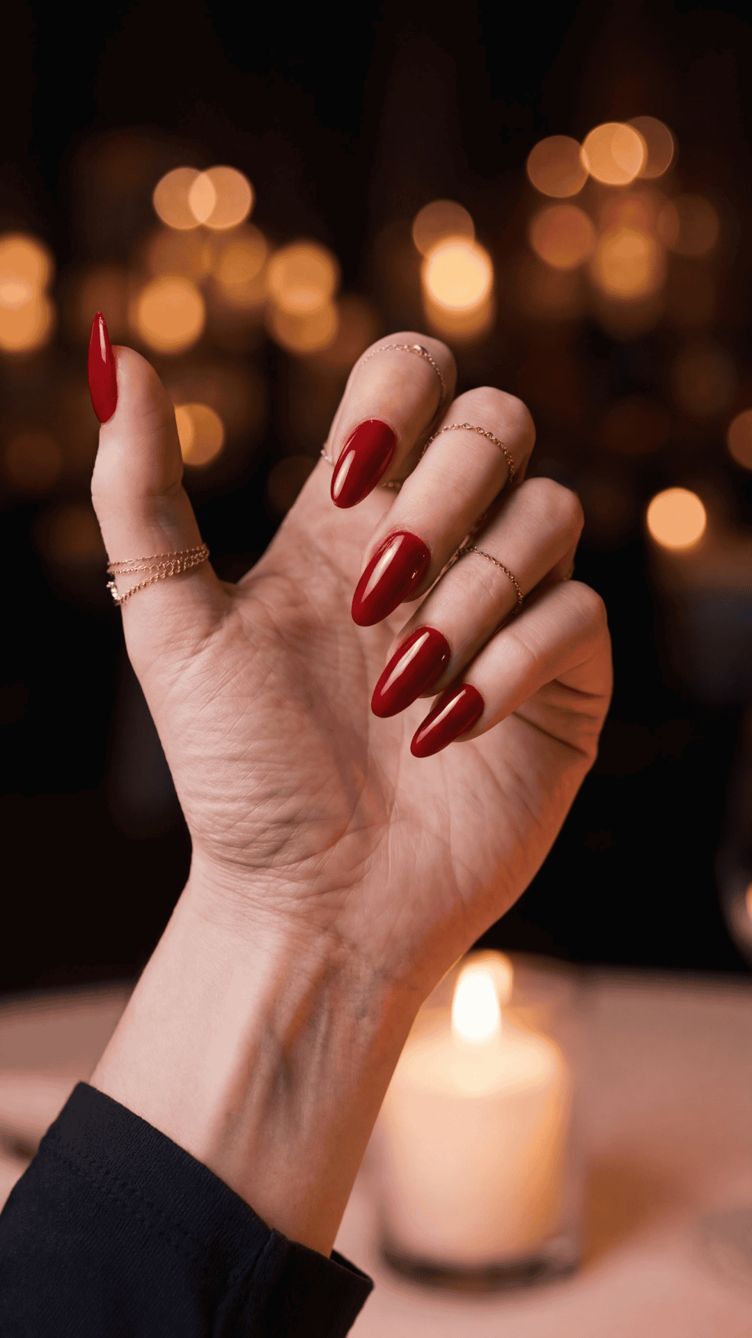 almond shaped red baddie nails
