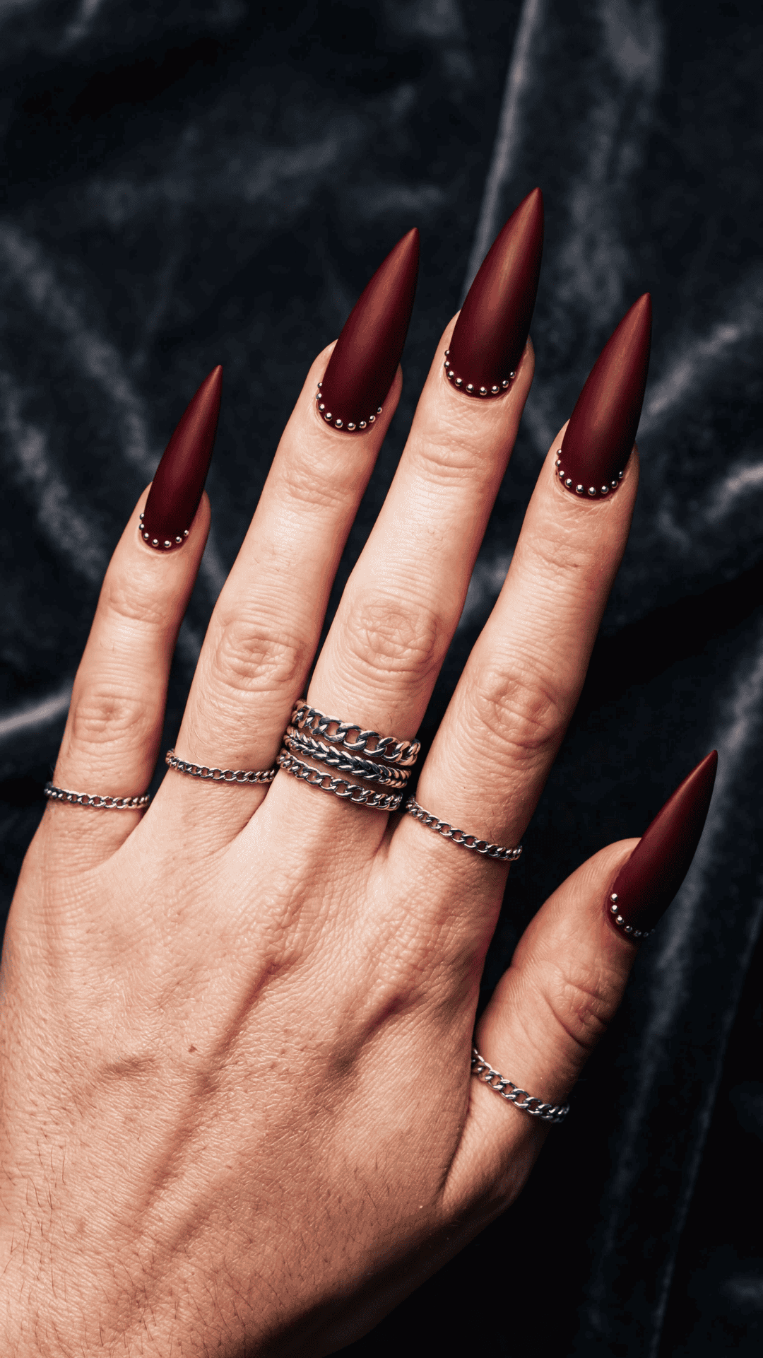 matte red baddie nails