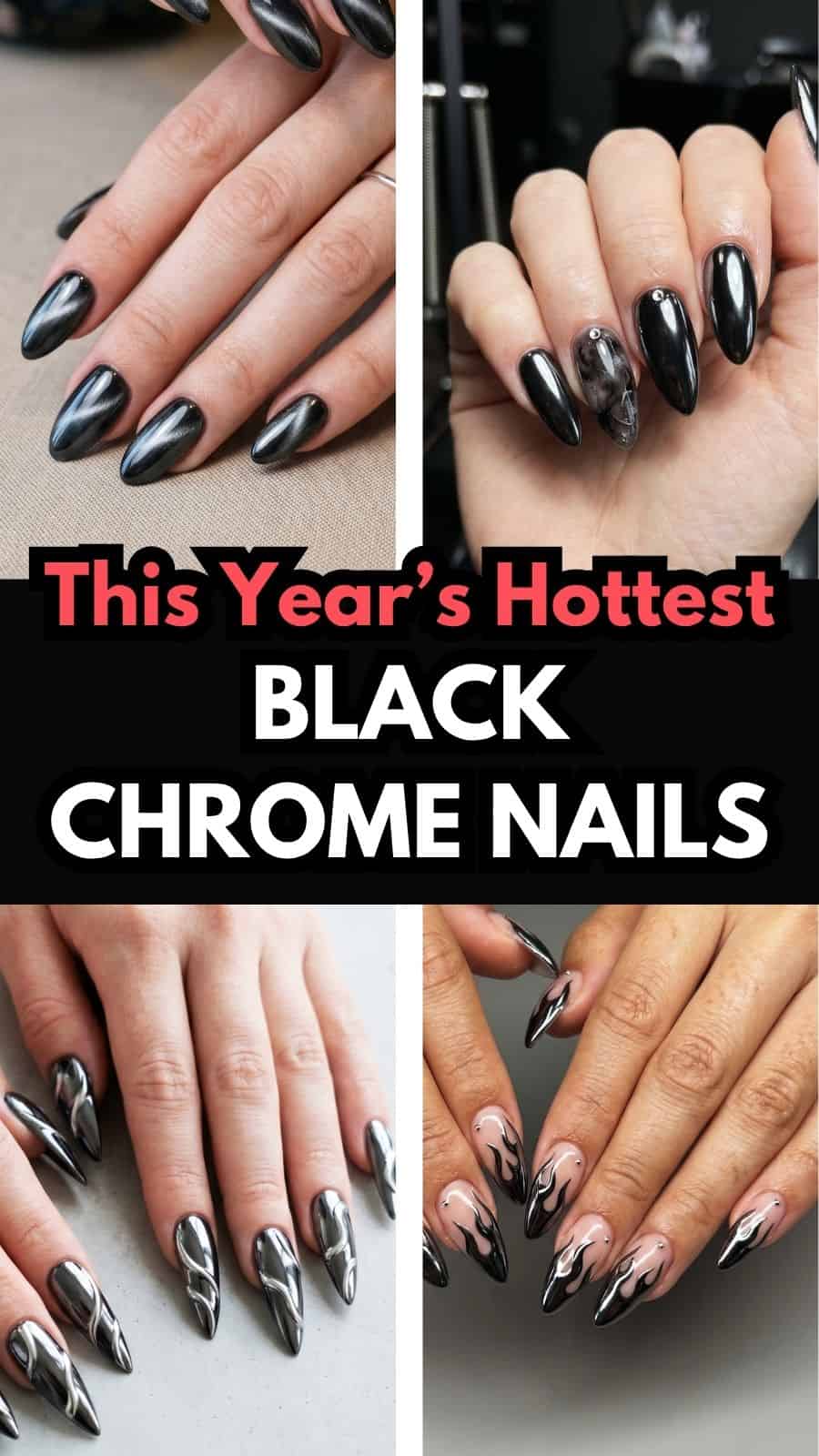 This Year's Hottest Black Chrome Nails!