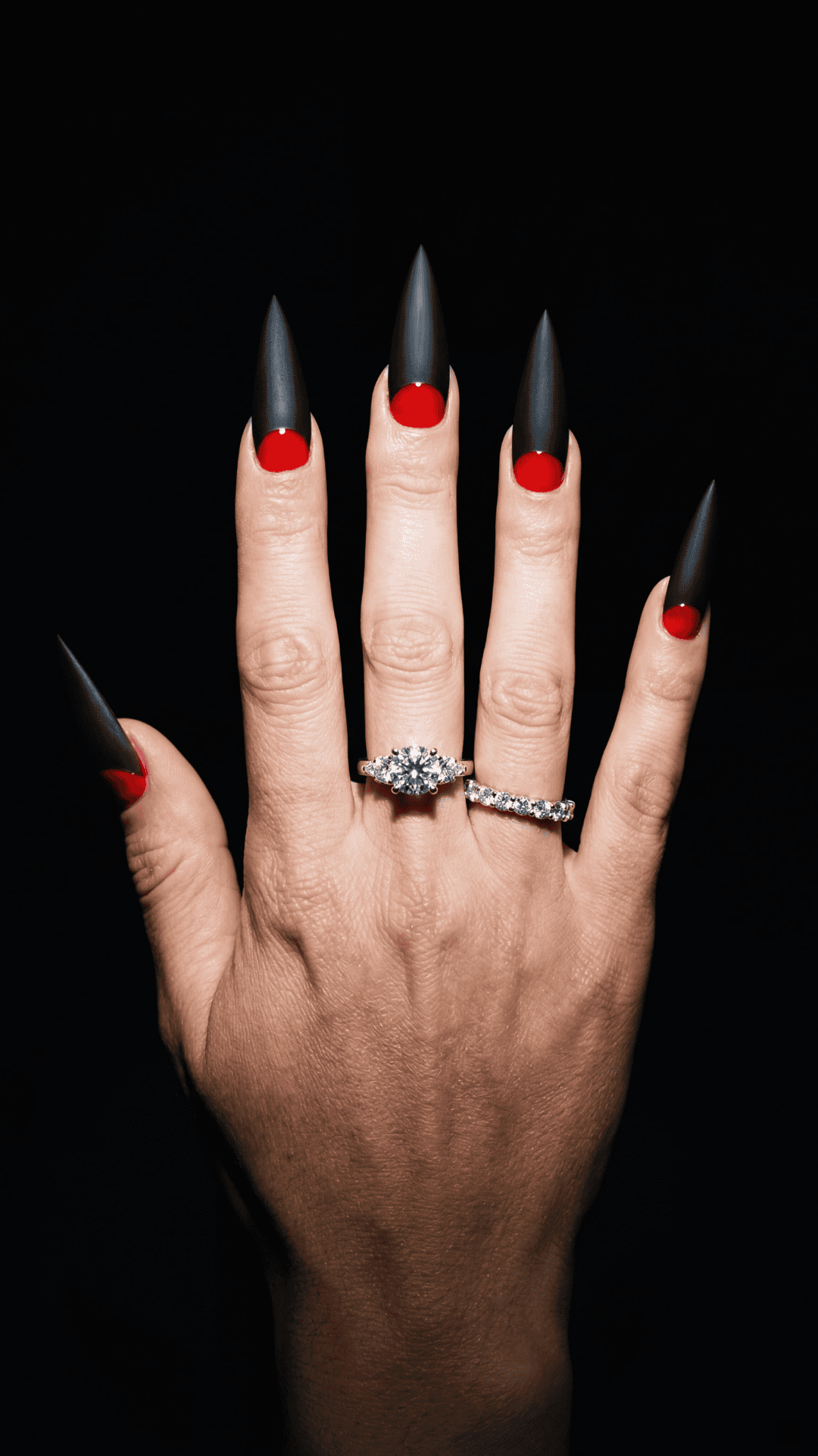 black tip red baddie nails