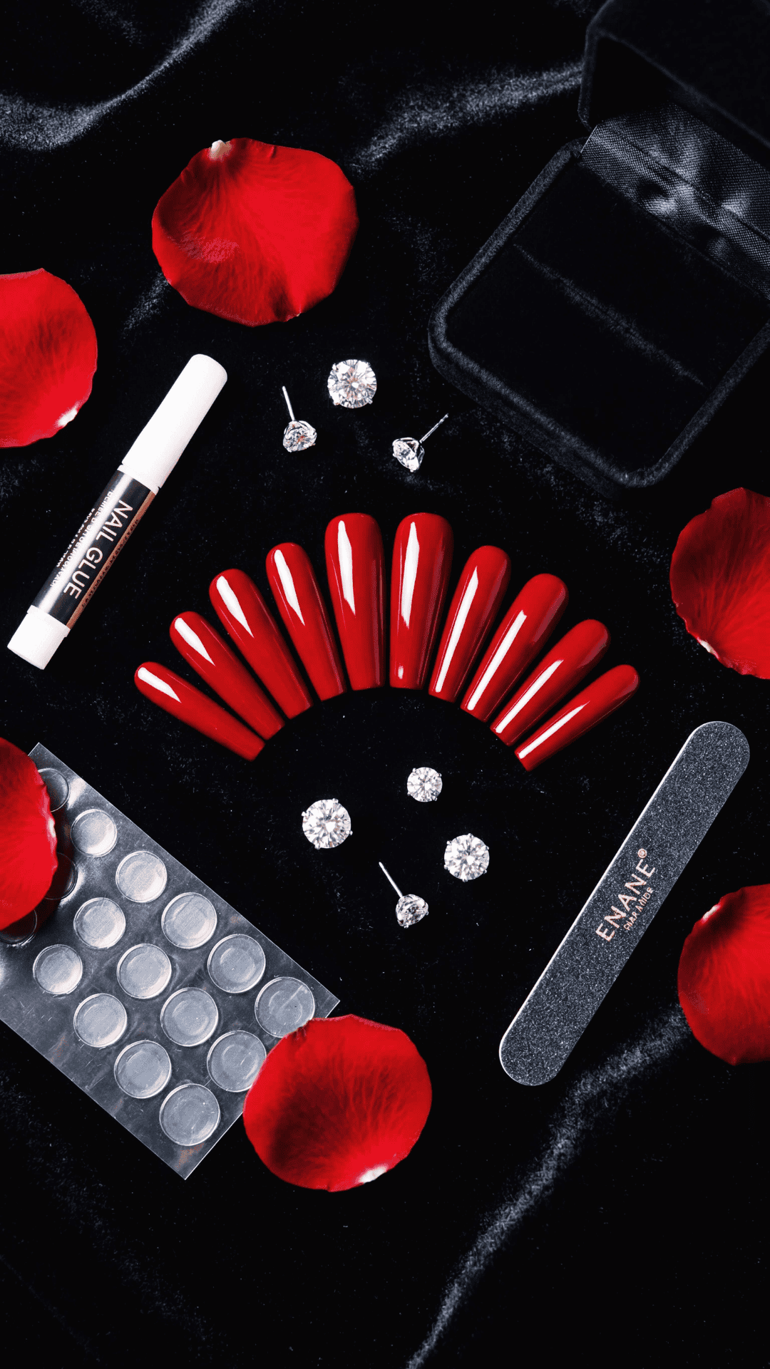 press-on nail kit for red baddie nails