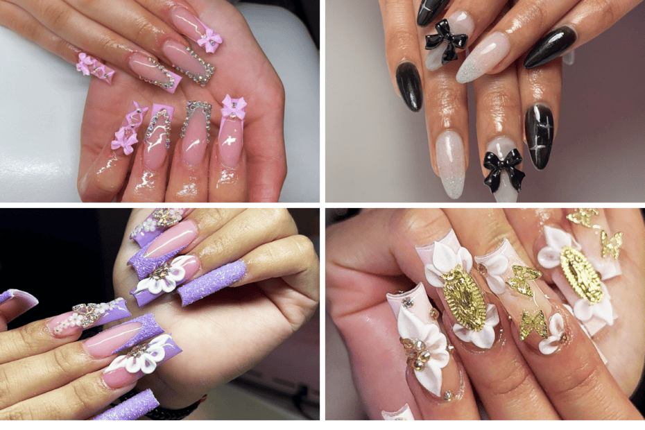collage of baddie nails for summer images