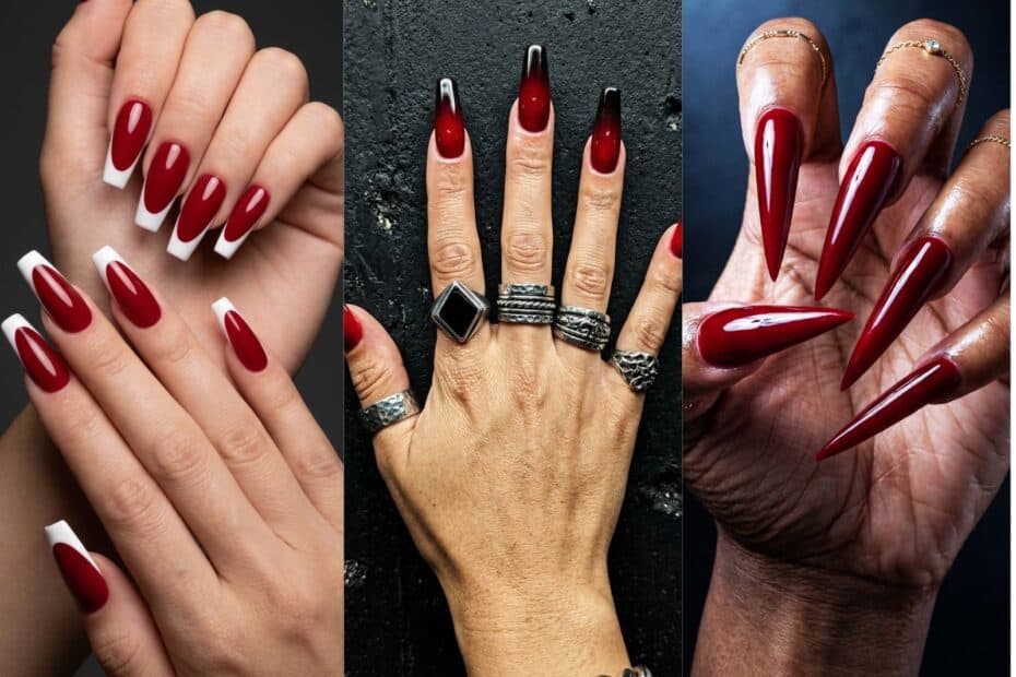 red baddie nails collage cover image