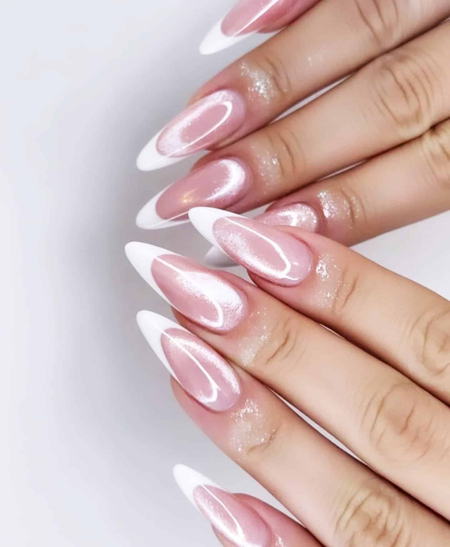 pink chrome nails for summer weddings