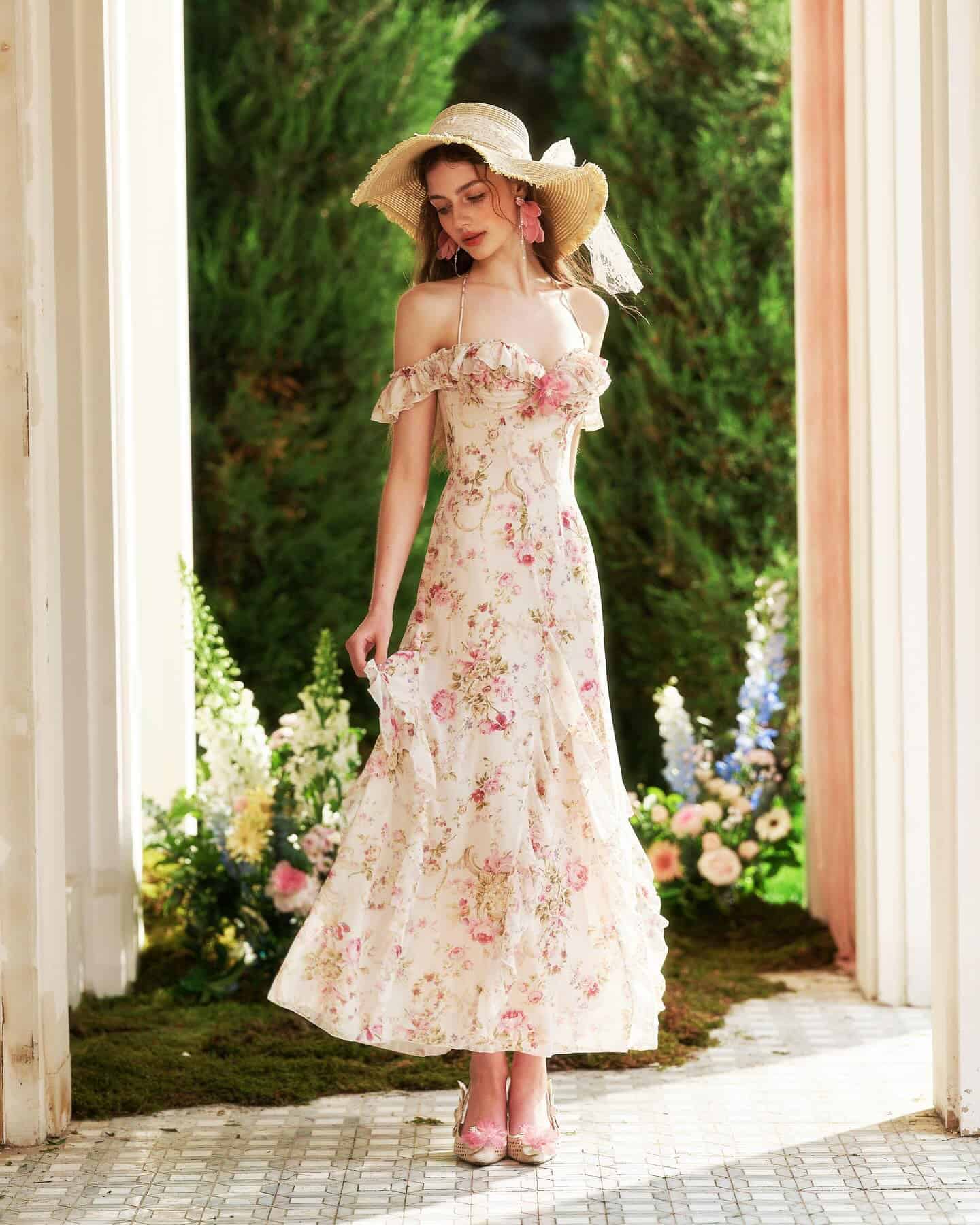 chiffon cottagecore dress