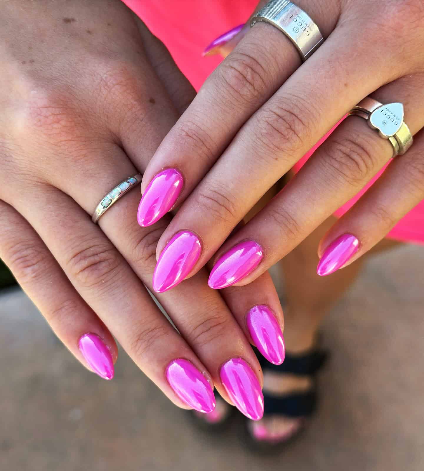 pink chrome nails for summer weddings