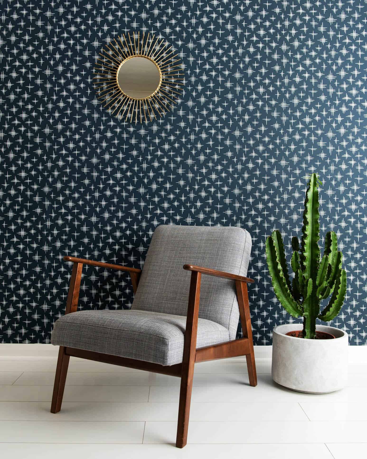 star pattern dark blue wallpaper