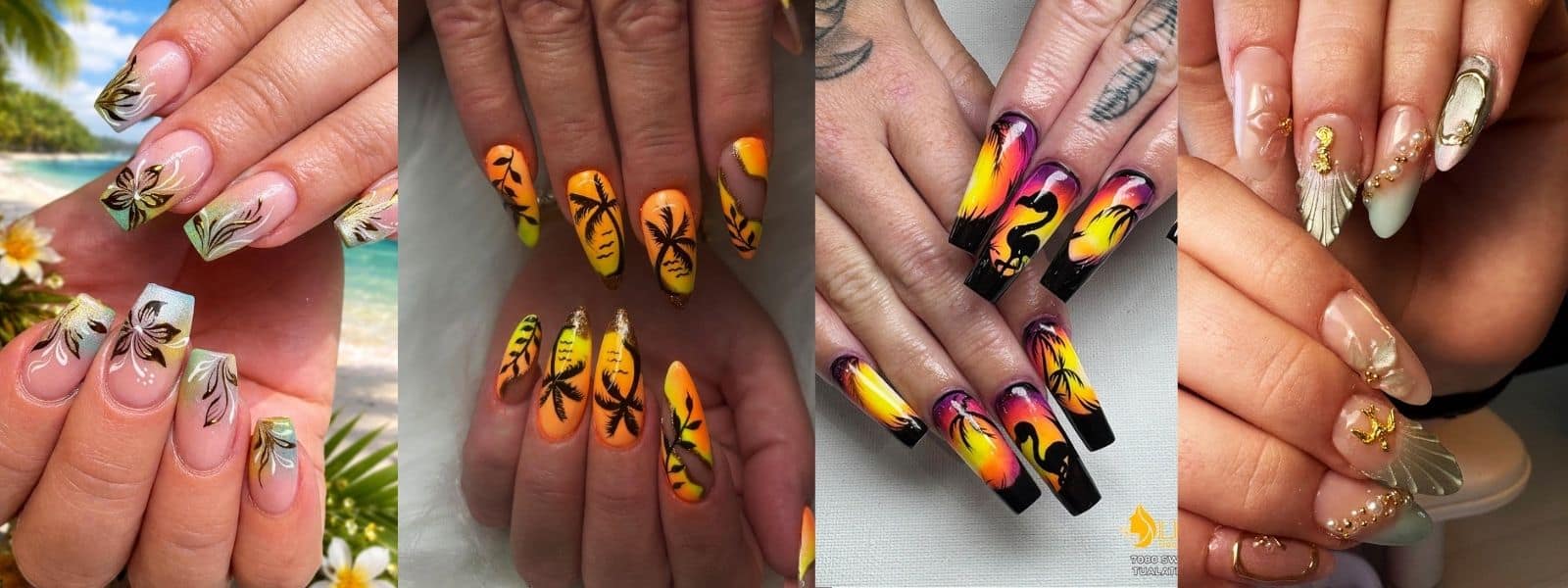 island vacation nails collage