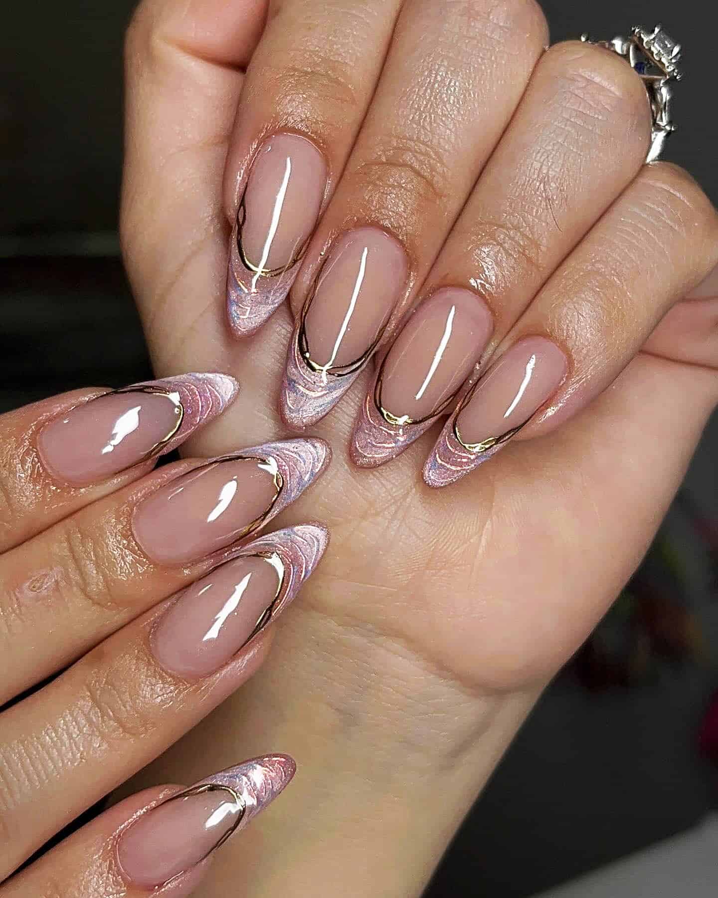 pink chrome nails for summer weddings