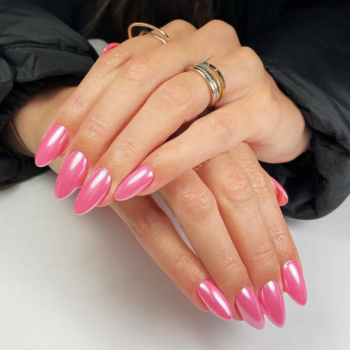 pink chrome nails for summer weddings