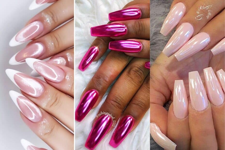 pink chrome nails for summer weddings