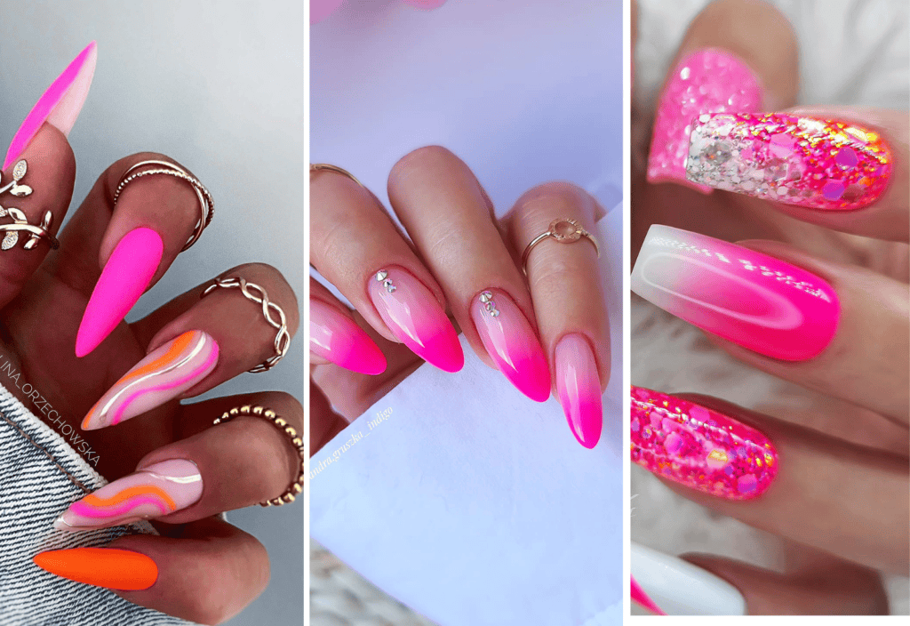 neon pink nails