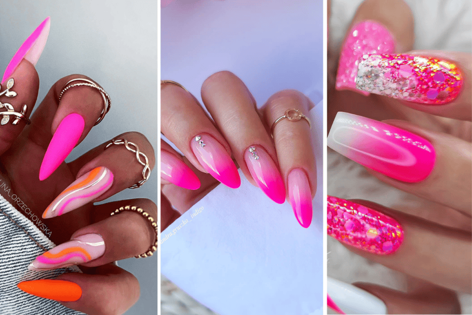 neon pink nails
